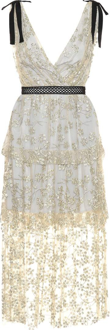 Self Portrait Embroidered mesh dress
