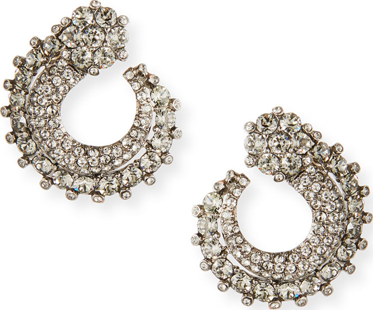 Oscar De La Renta Crystal Curved Earrings