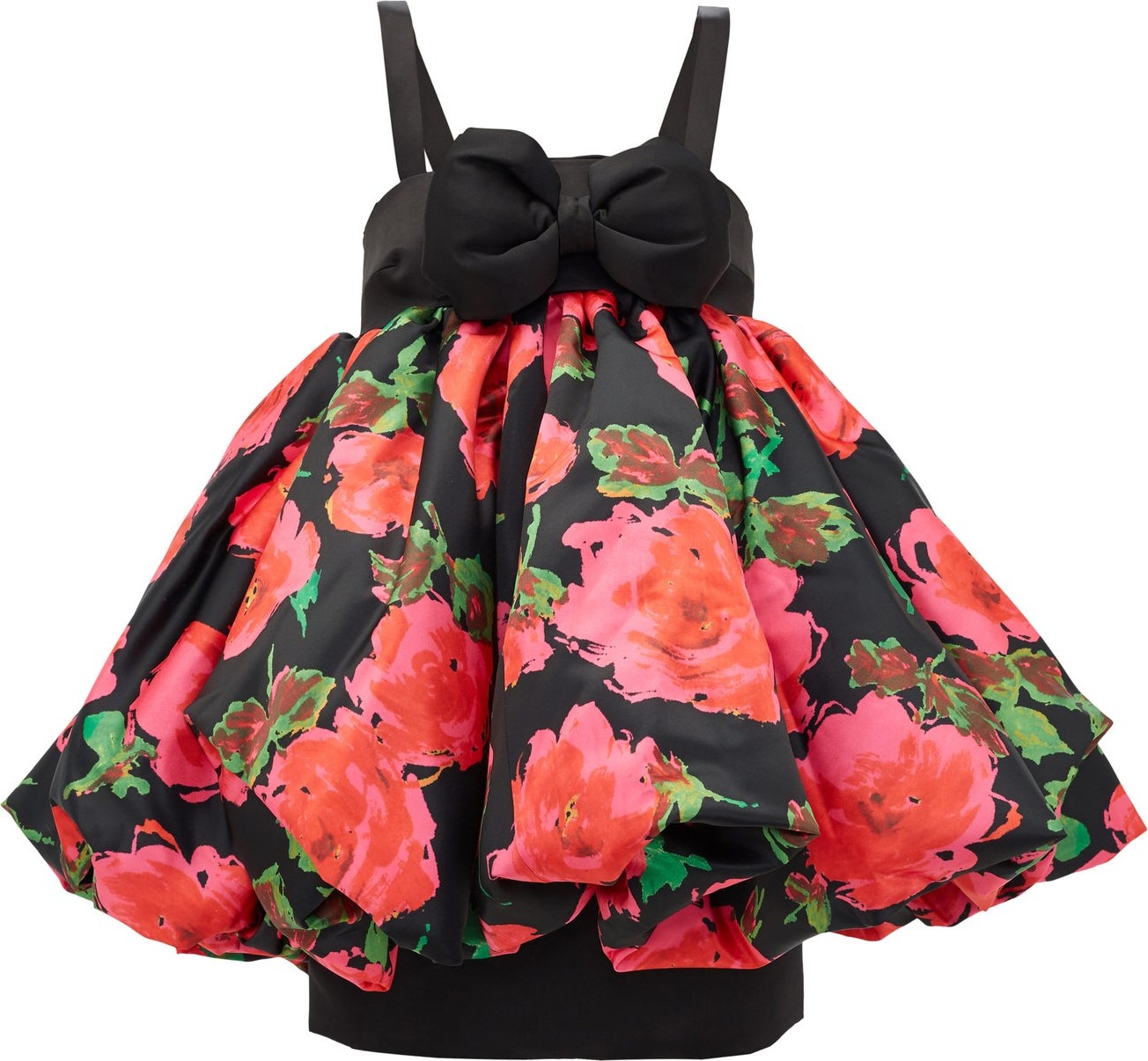 Richard Quinn Puffed floral-print satin mini dress
