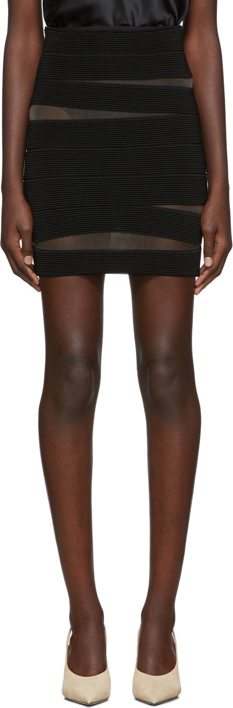 Balmain Black Open Knit Miniskirt