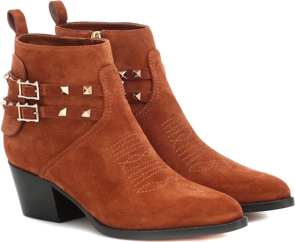 Valentino Valentino Garavani Rockstud suede ankle boots