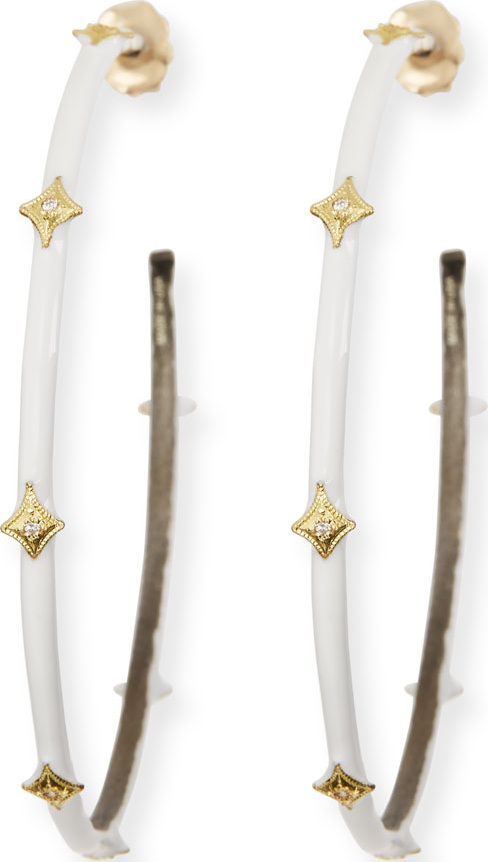 Armenta Old World White Enamel Crivelli Hoop Earrings