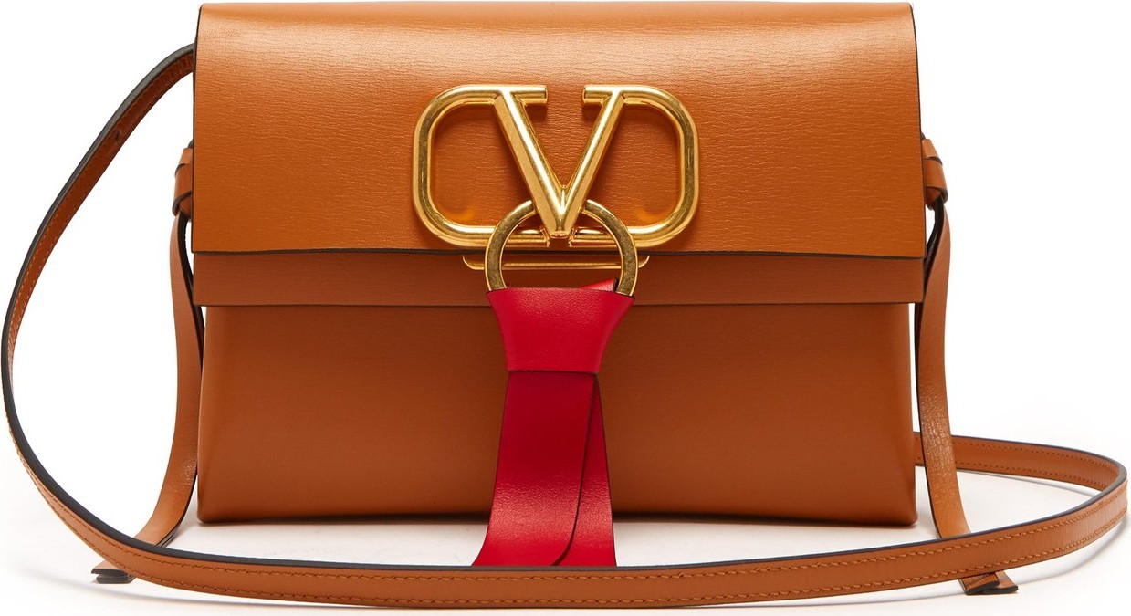 Valentino Small V-ring leather cross-body bag with tassel