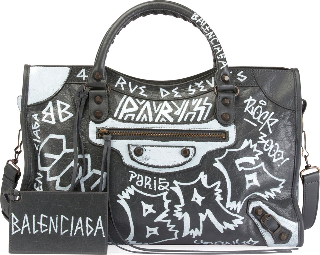 Balenciaga Classic City AJ Graffiti-Print Satchel Bag