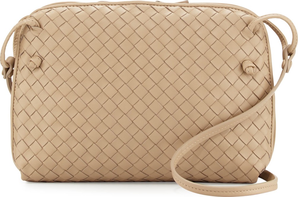 Bottega Veneta Intrecciato Double-Compartment Pillow Bag, Light Taupe