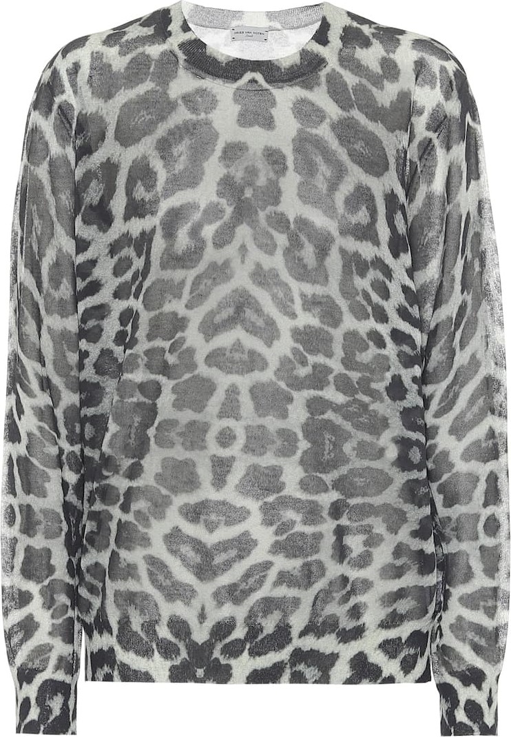 Dries Van Noten Leopard cotton-blend sweater