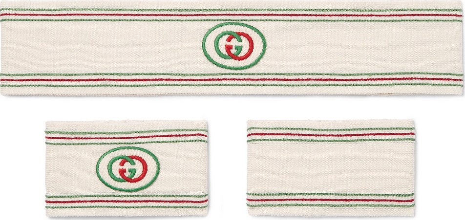 Gucci Logo-Detailed Cotton-Blend Headband and Wristbands Set