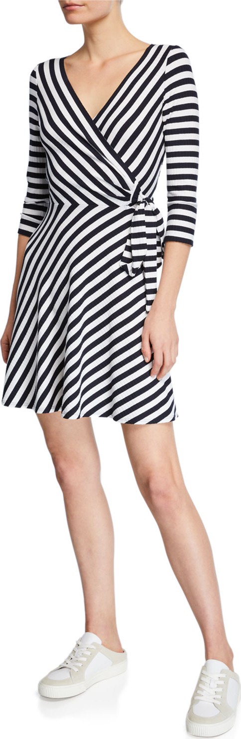Bailey 44 Faux-Wrap Striped Dress