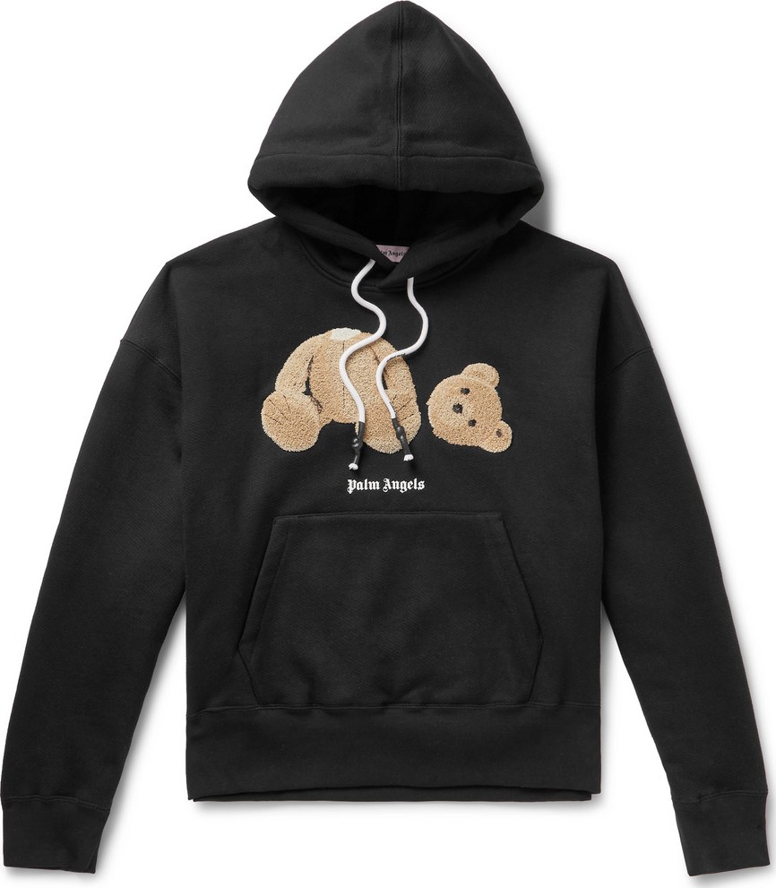 Palm Angels Appliquéd Fleece-Back Cotton-Jersey Hoodie