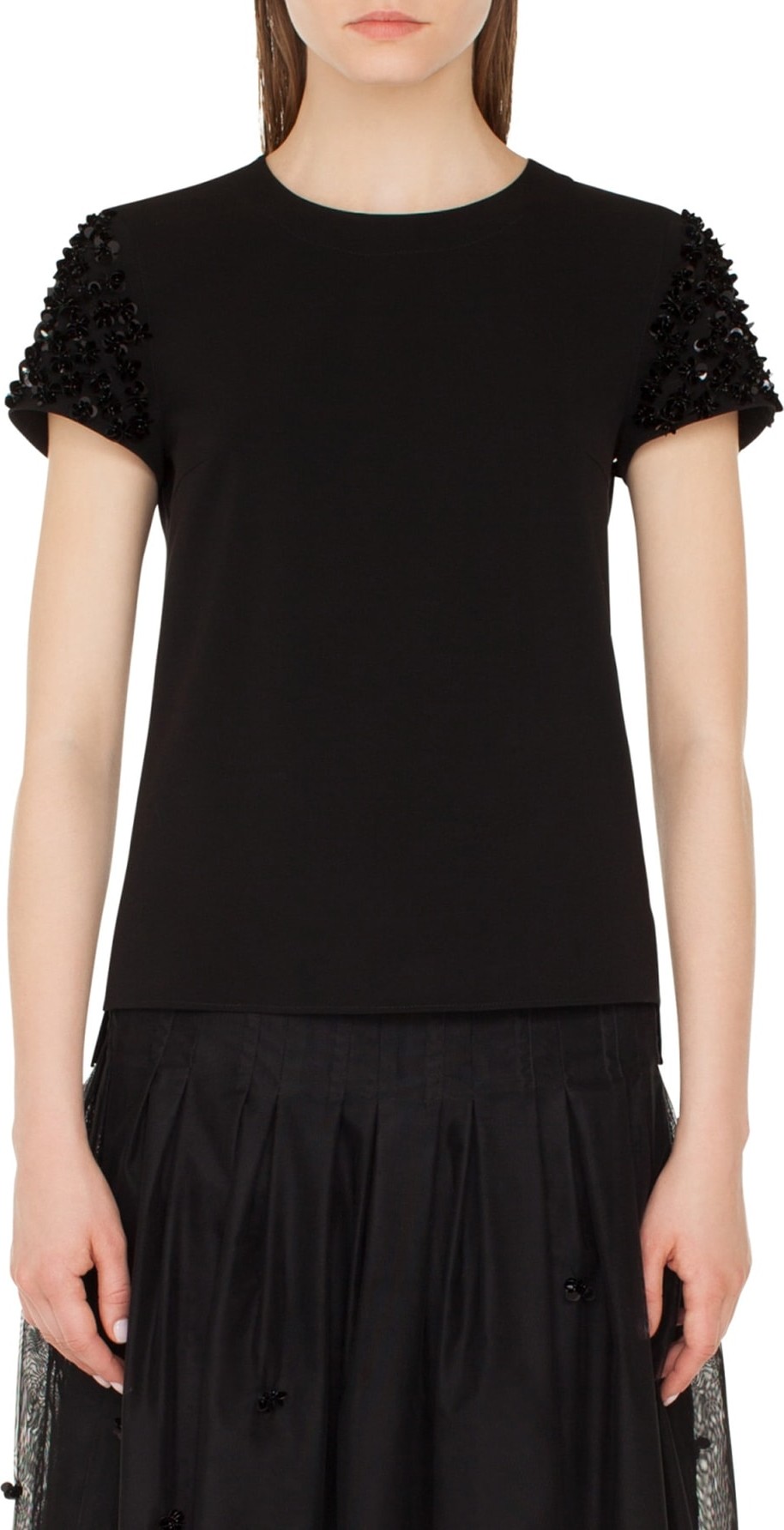 Akris Punto 3D Sequin Sleeve Blouse