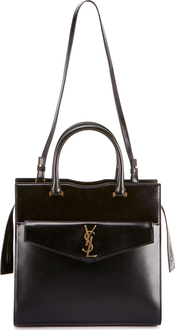 Saint Laurent Uptown Medium Monogram YSL Cabas Cuir Glace Satchel Bag