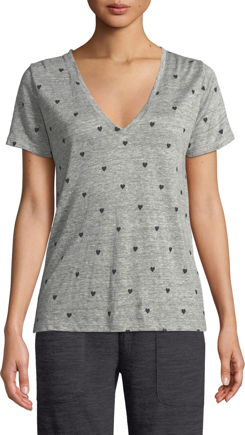 RAILS Cara Heart-Print Linen Tee