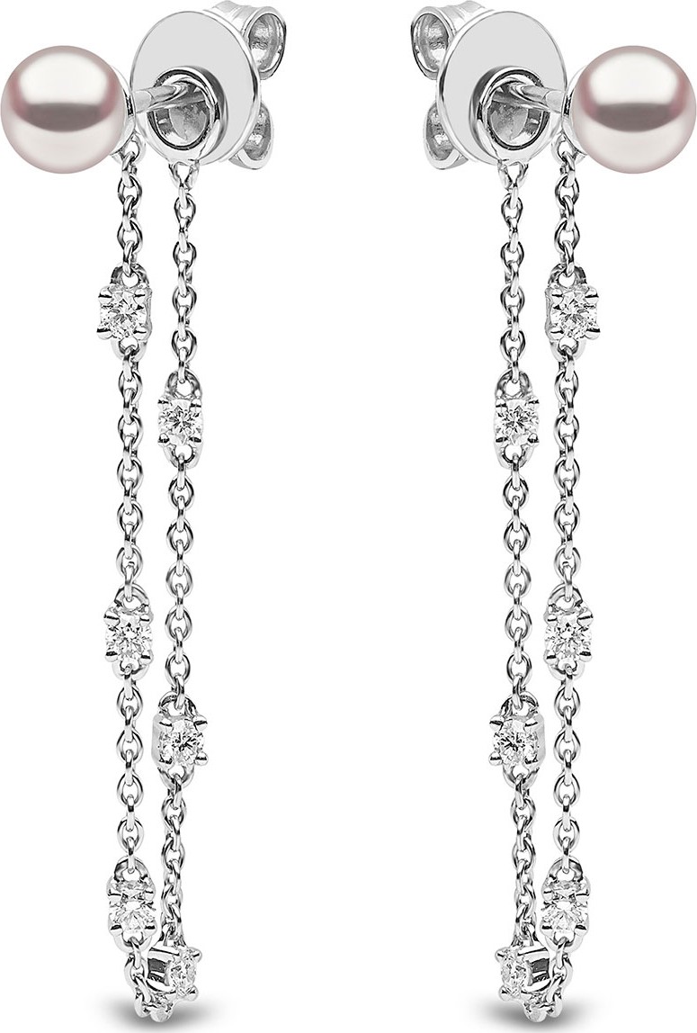 Yoko London 18k White Gold Pearl & Diamond Chain Earrings