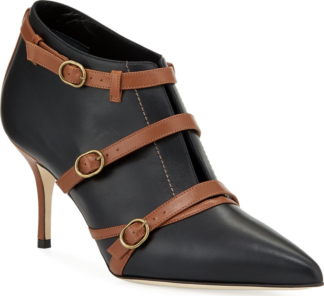 Manolo Blahnik Euodus Two-Tone Buckle Pumps