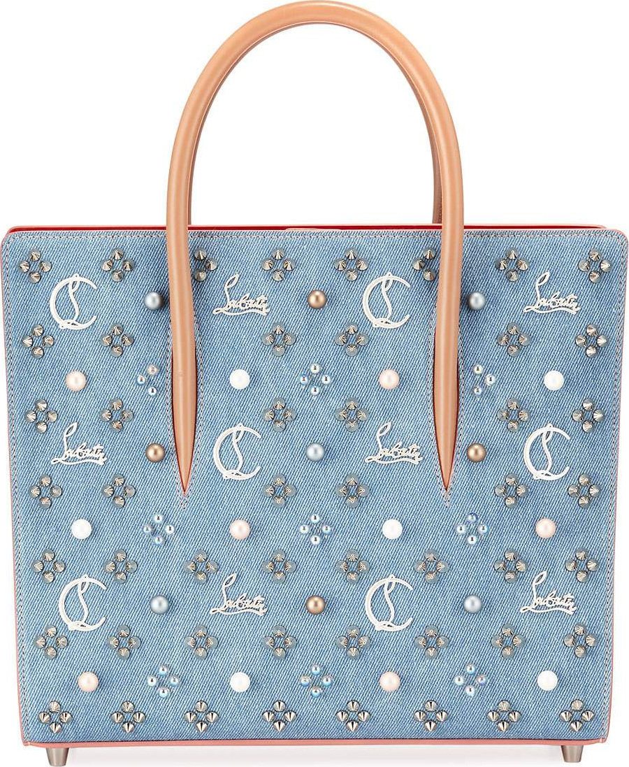 Christian Louboutin Paloma Medium Denim Loubi In The Sky Tote Bag