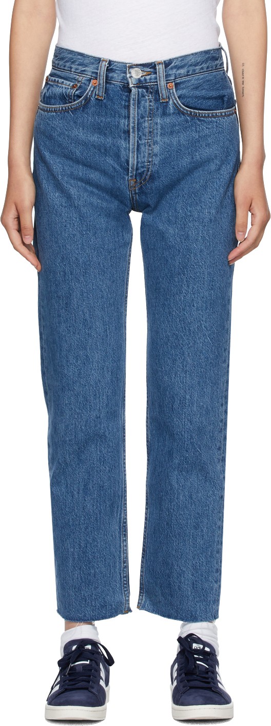RE/DONE Blue High-Rise Stove Pipe Jeans