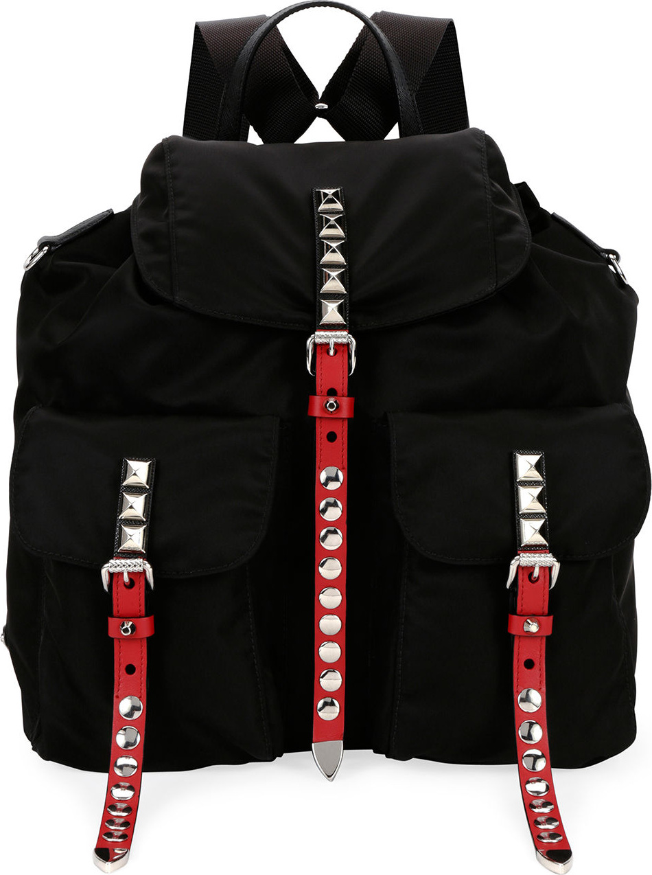 Prada Prada Black Nylon Backpack with Studding