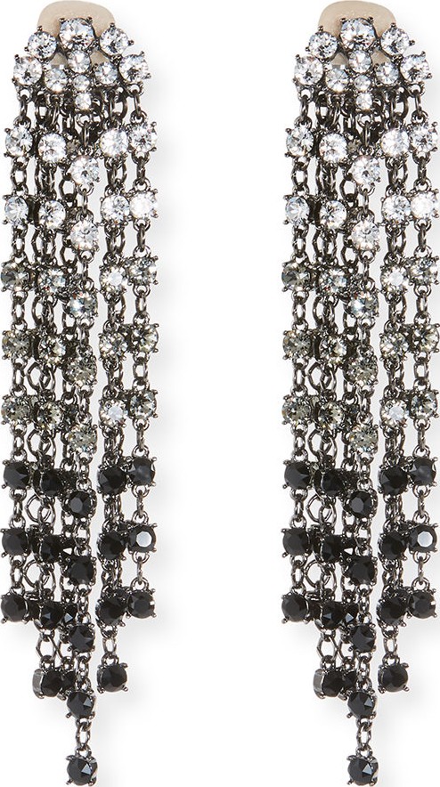 Oscar De La Renta Swarovski Crystal Cascade Waterfall Clip-On Earrings