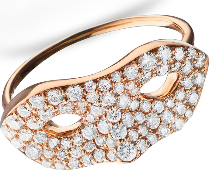 Monica Rich Kosann "Unmasked" Diamond Rose Gold Ring, Size 6