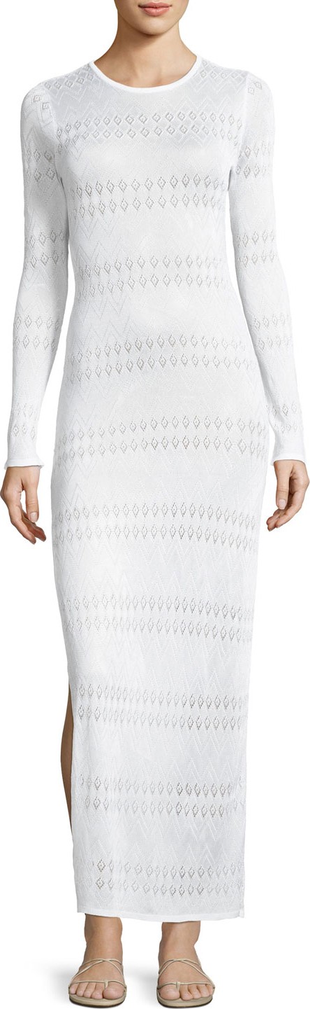 Melissa Odabash Melissa Crewneck Long-Sleeve Crochet Lace Maxi Dress