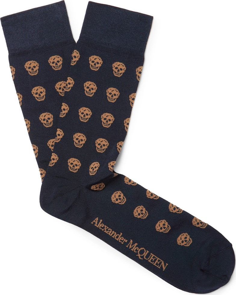 Alexander McQueen Intarsia Stretch Silk-Blend Socks