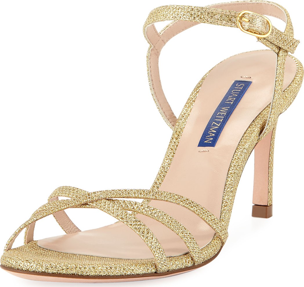 Stuart Weitzman Starla Metallic Fabric Sandals