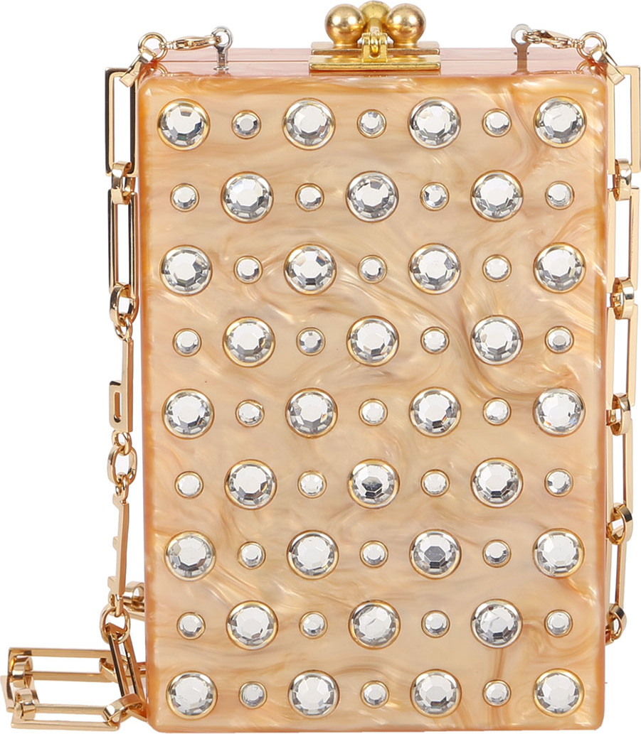 Edie Parker Carol Metallic Stud Clutch Bag