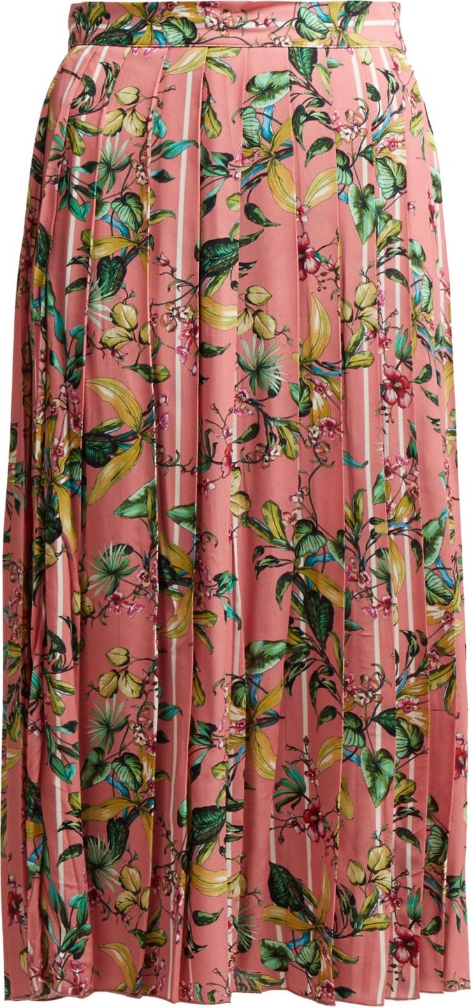 Vetements Floral-print pleated midi skirt