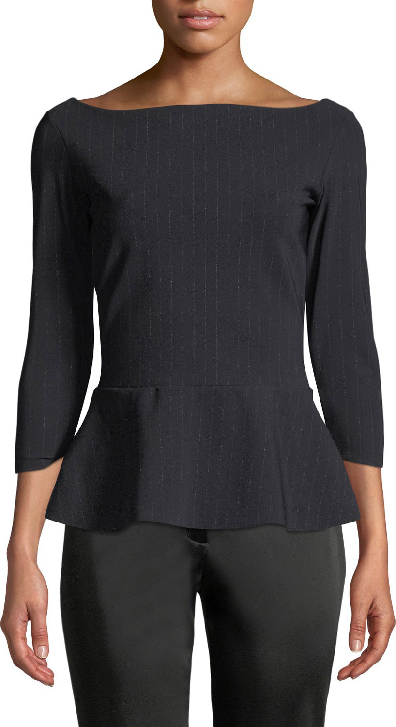 La Petite Robe di Chiara Boni Niky Pinstripe Peplum Top