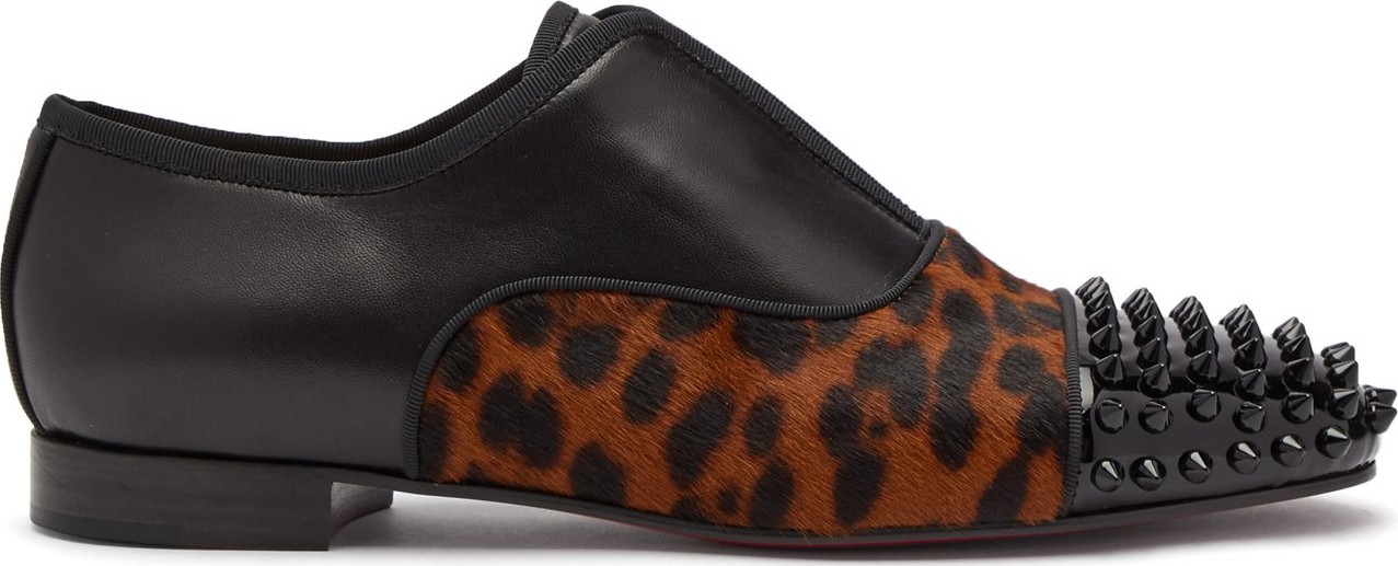 Christian Louboutin Alphagirl leather and calf-hair loafers