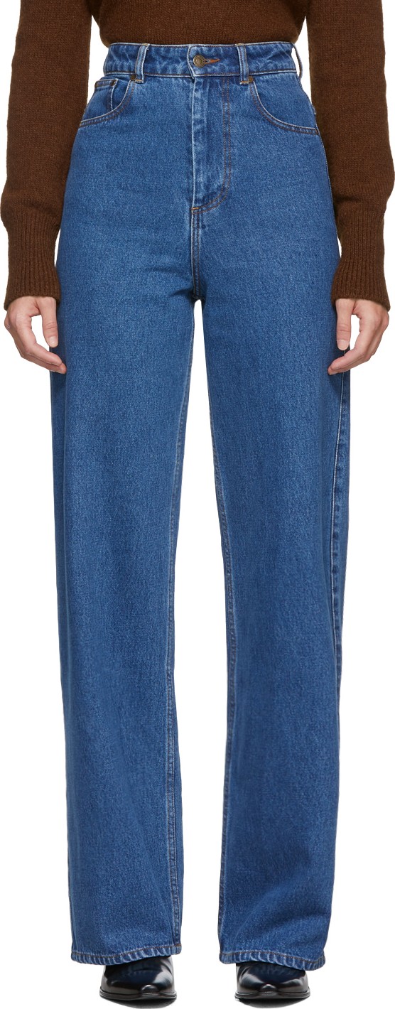 AMI Blue Oversized Wide-Leg Jeans