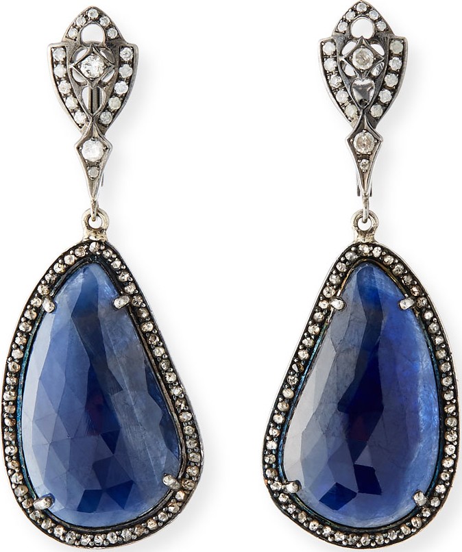 Loree Rodkin 18k White Gold Sapphire Drop Earrings w/ Diamonds