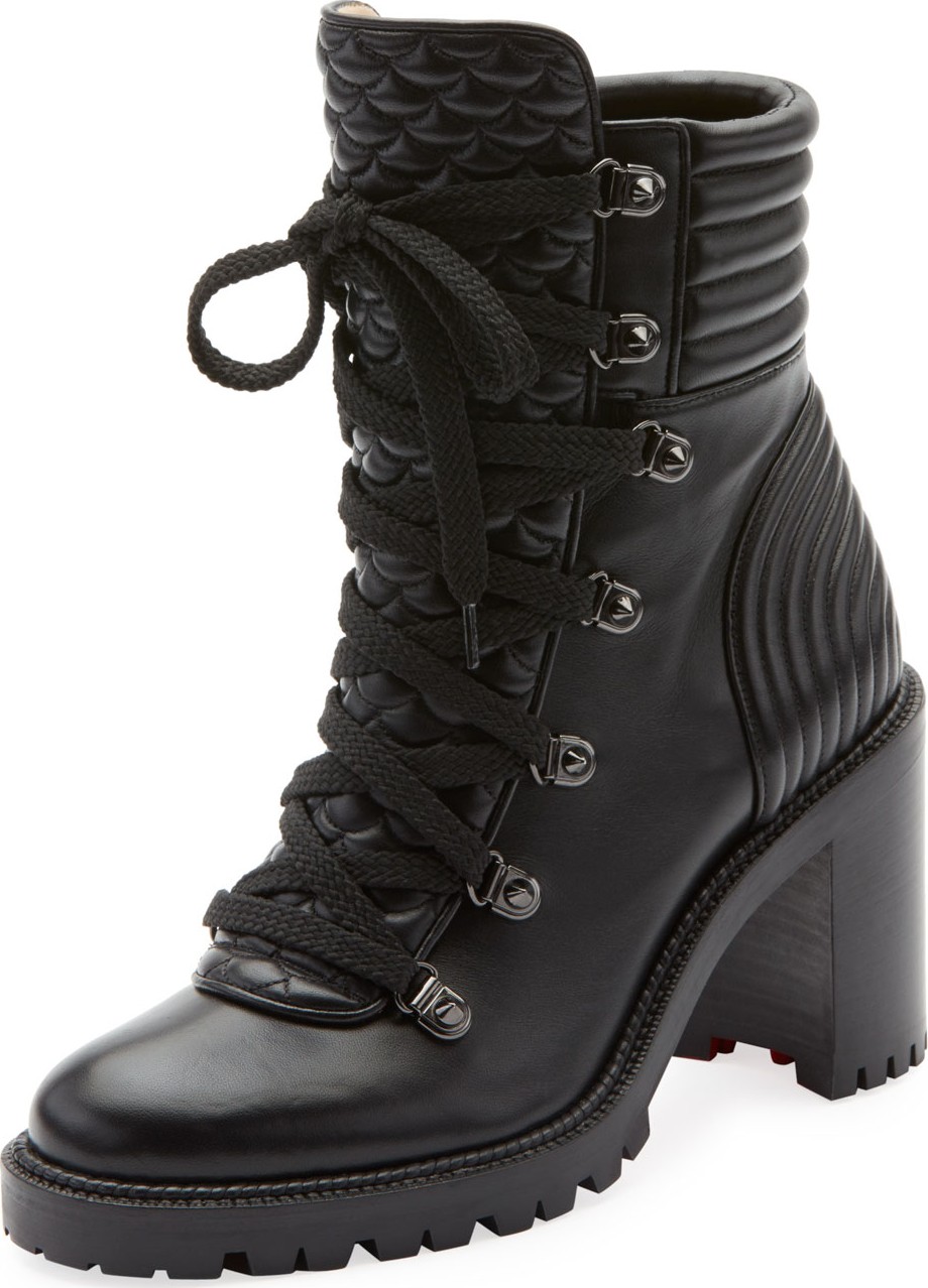 Christian Louboutin Mad Lace-Up Leather Block-Heel Hiker Boots