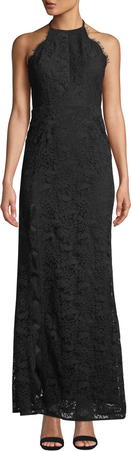 Aijek Melanie Tie-Back Lace Maxi Dress