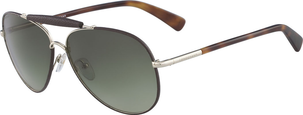 Longchamp Gradient Aviator Sunglasses w/ Leather Detail