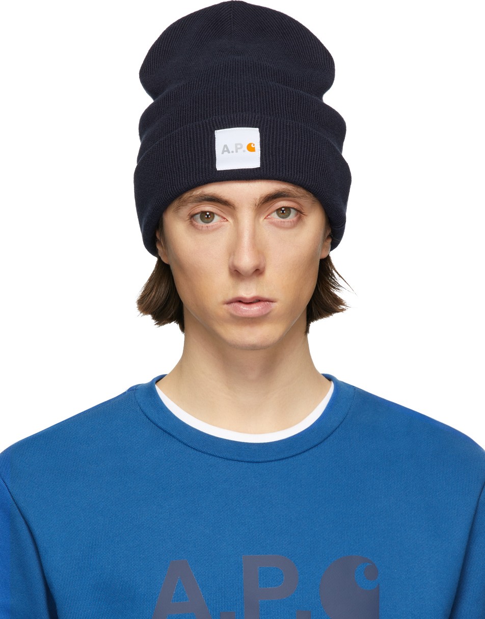 A.P.C. Navy Carhartt WIP Edition Watchover Beanie