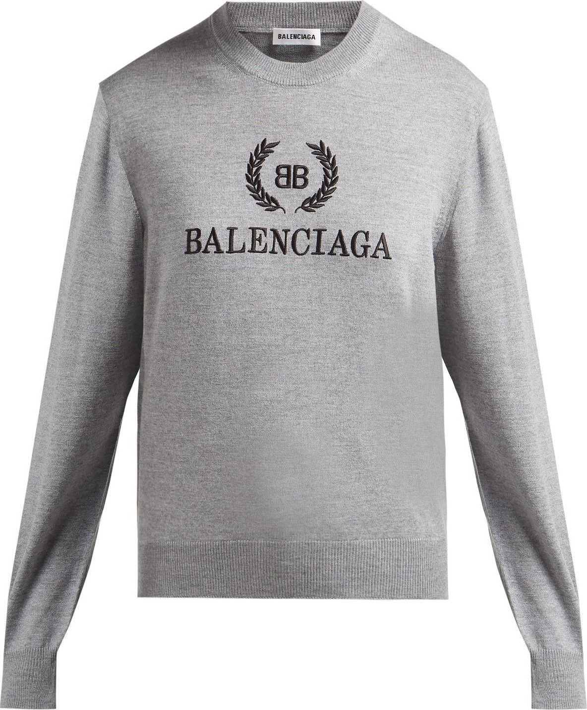 Balenciaga Embroidered crest-logo virgin wool sweater