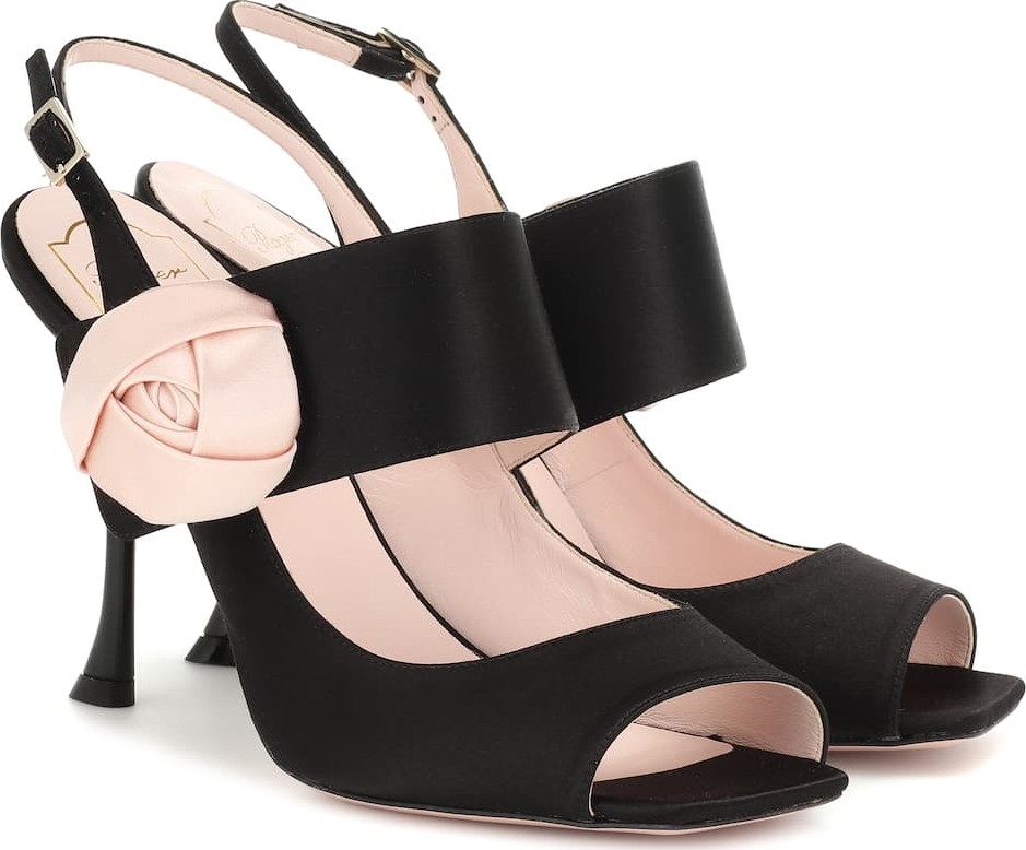 Roger Vivier Rose Button satin slingback sandals