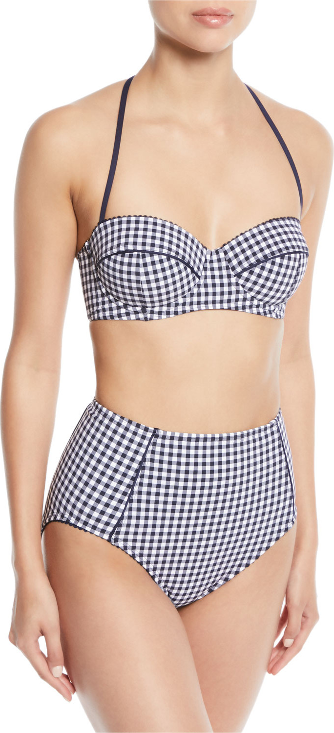 Kate Spade New York crosby check underwire swim top
