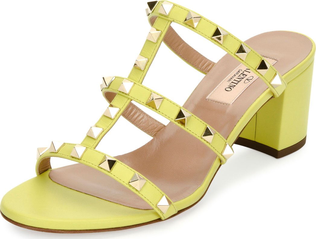 Valentino Rockstud Caged 60mm Slide Sandals