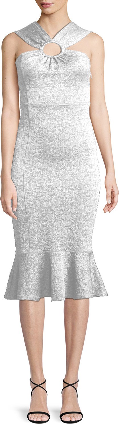 Opening Ceremony Floral Jacquard Ring Flounce Midi Dress