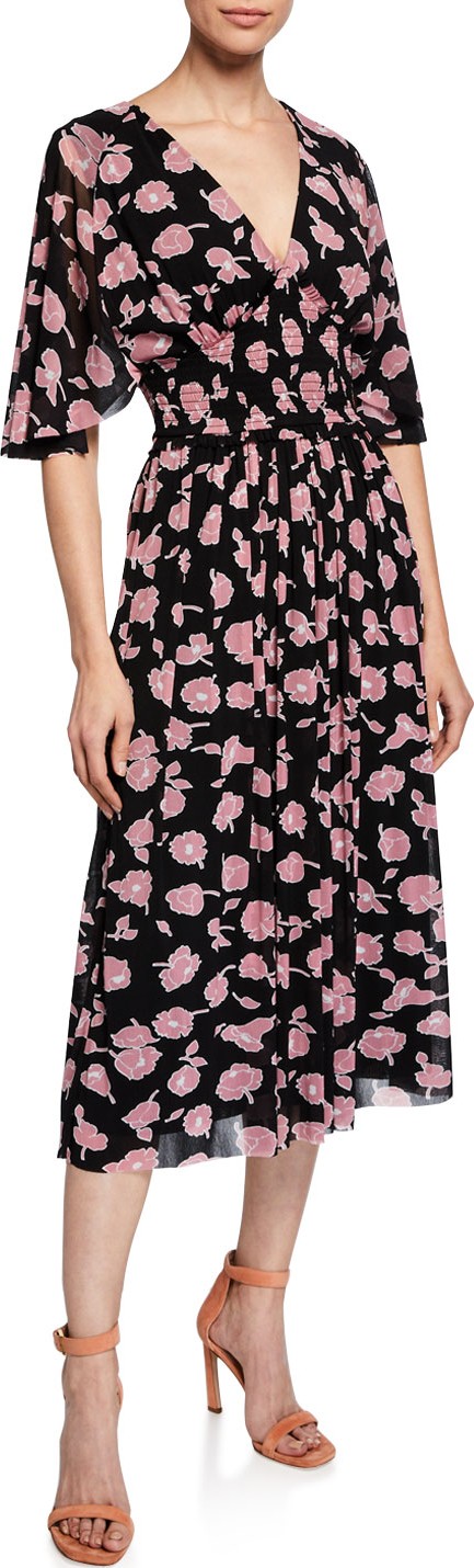 DIANE von FURSTENBERG Nala Floral Flutter-Sleeve Midi Dress