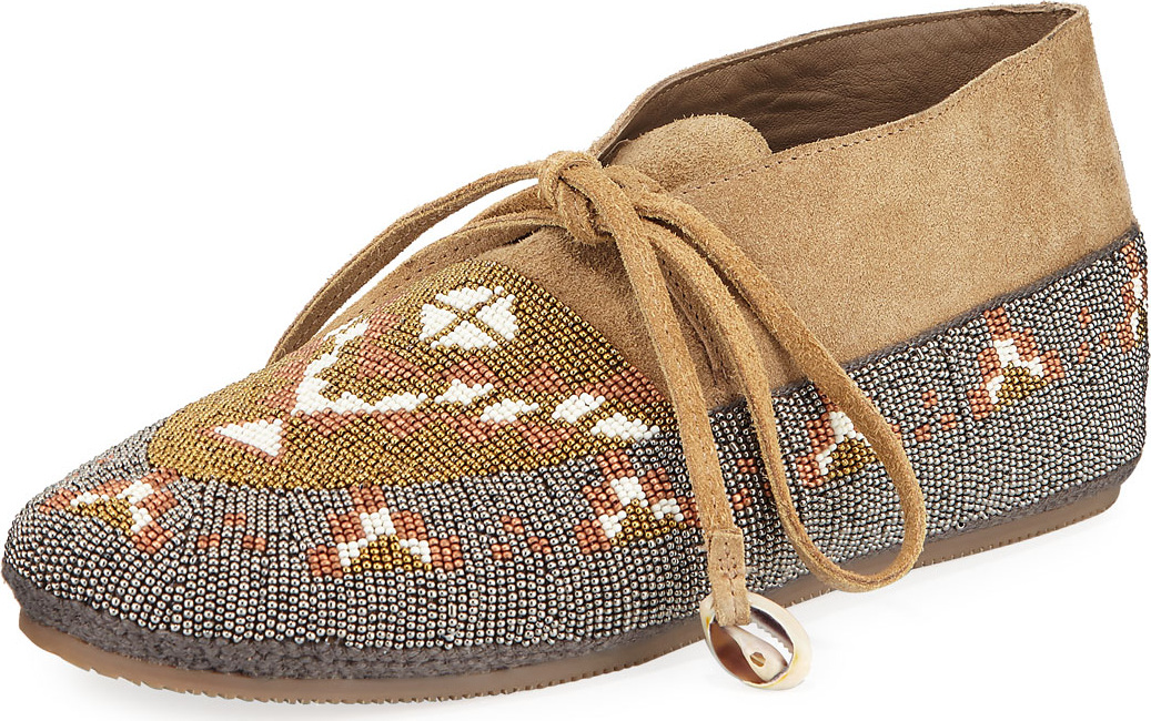 FIGUE Wolf Beaded Moccasin Flat