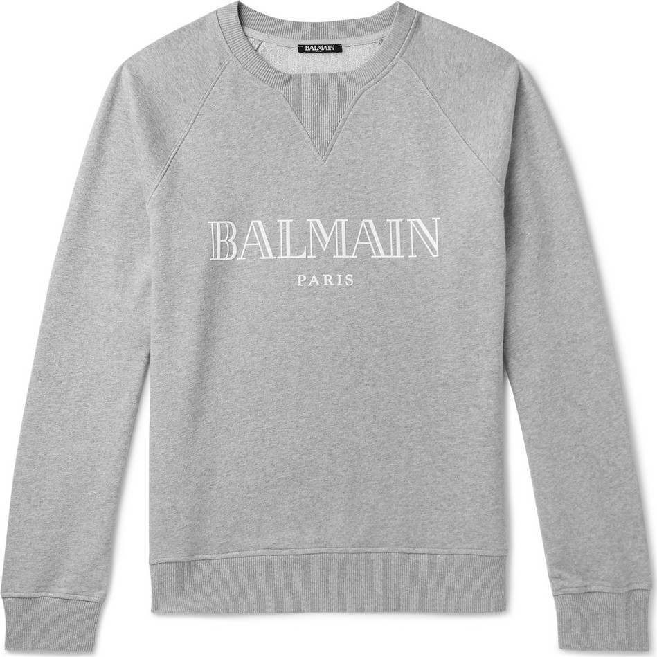 Balmain Logo-Print Mélange Loopback Cotton-Jersey Sweatshirt
