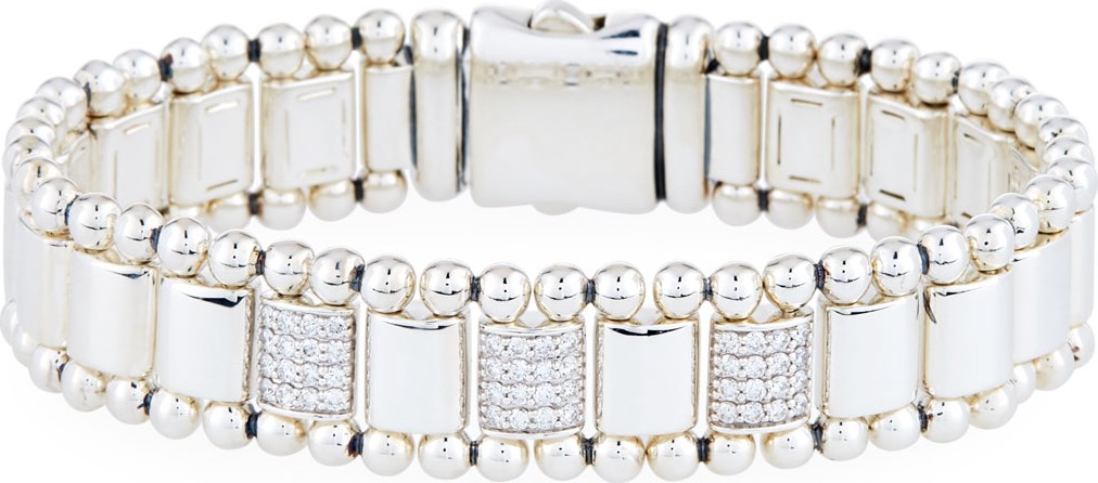 Valentino Beaded Silvertone Bracelet