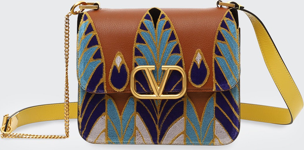 Valentino VSLING Ricamo Feathers Box Shoulder Bag