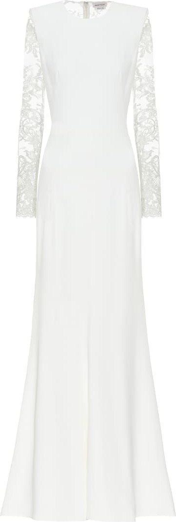 Alexander McQueen Crêpe and floral-lace dress