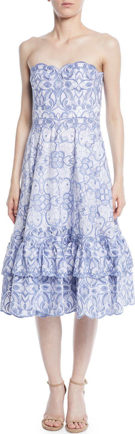 Jonathan Simkhai Scalloped Bustier Midi Dress