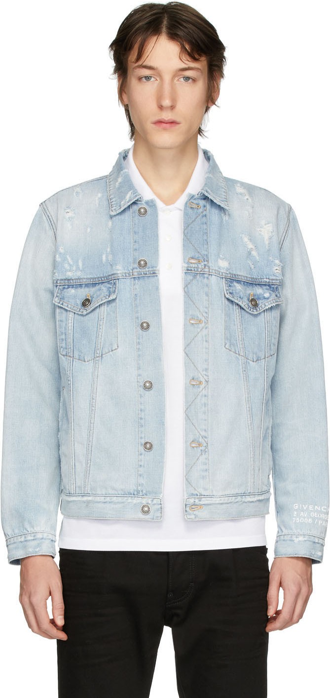 Givenchy Blue Denim Distressed Jacket