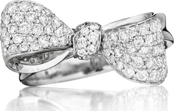 Mimi So Bow Small 18k White Gold Diamond Ring Size 6